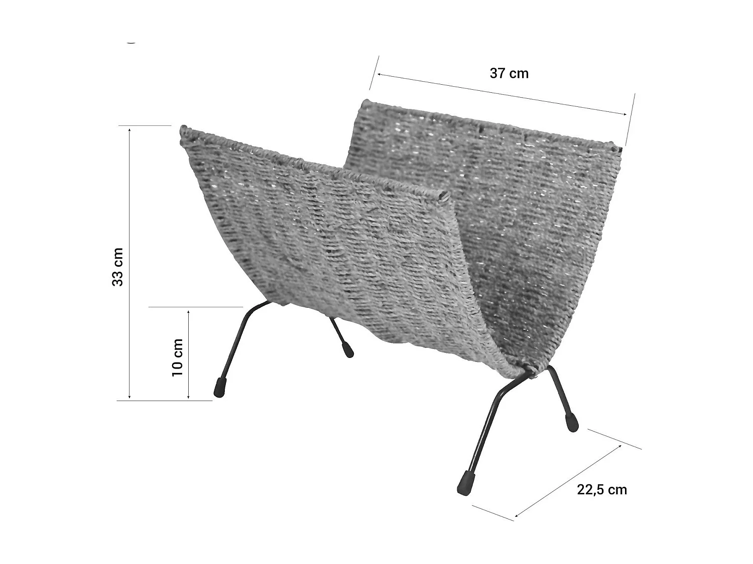Porte-revues en jonc de métal argentée 37 x 23 x 33 cm DIV06014