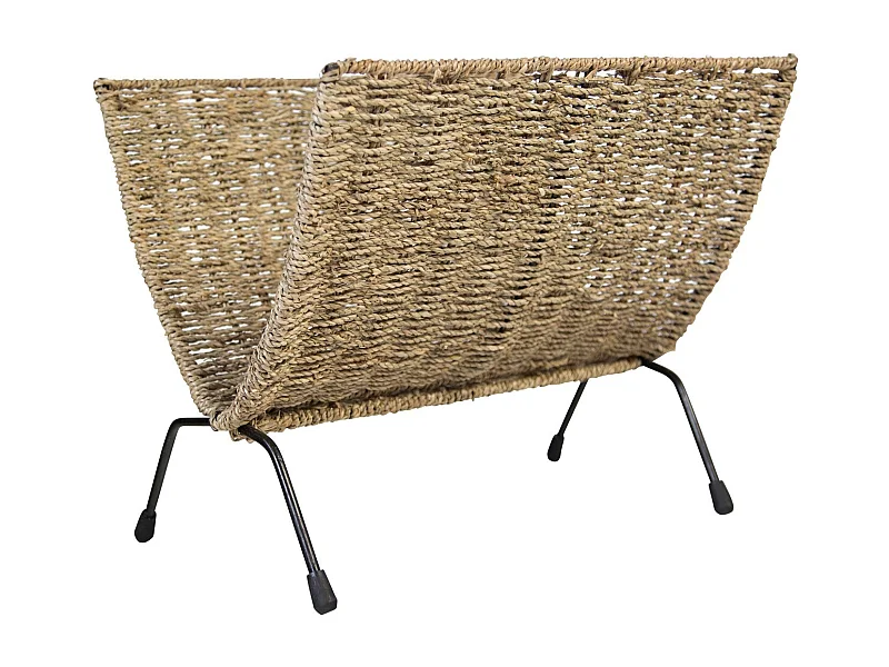 Porte-revues en jonc de métal argentée 37 x 23 x 33 cm DIV06014