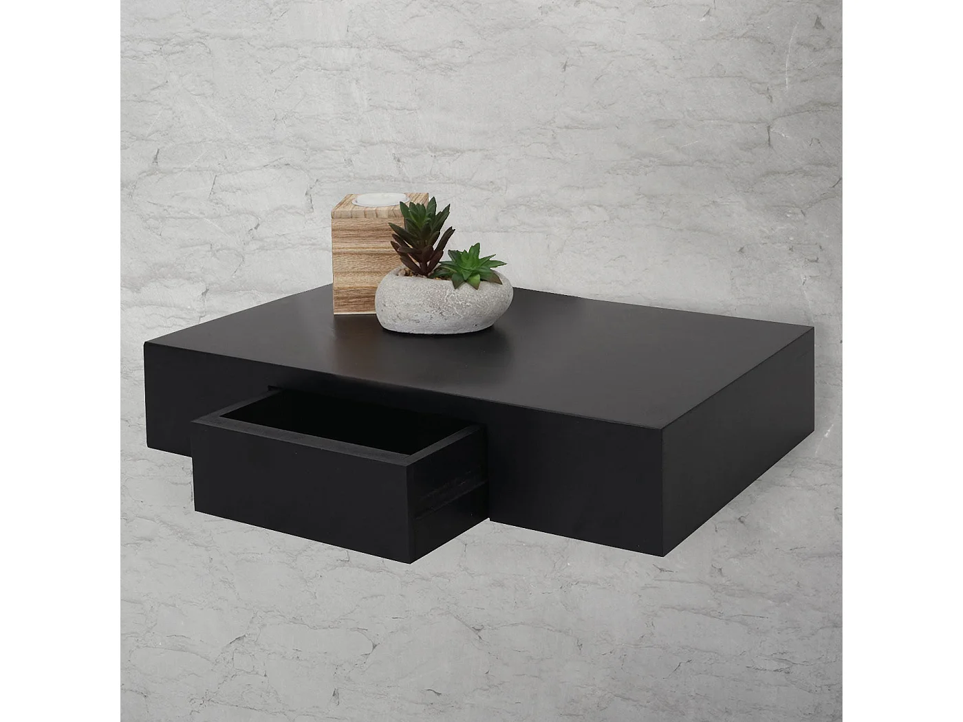 Étagère murale suspendue avec noire 40 x 25 x 8 cm 04_0005681