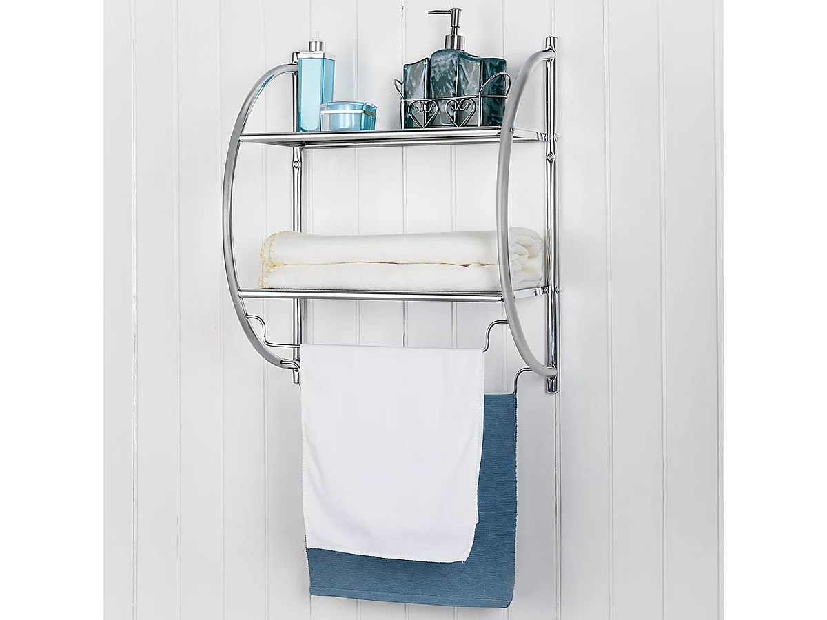 Etagère murale etagère de métal argentée 45 x 25.5 x 55 cm 20_0000602