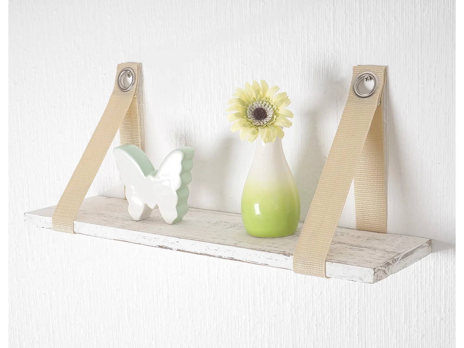 Étagère murale suspendue en bois blanche 49.5 x 13 x 20.5 cm 04_0005184