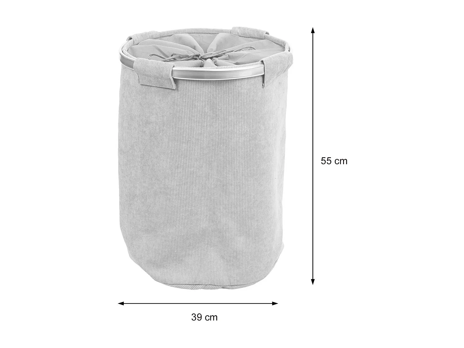 Panier à linge corbeille tissu grise 39 x 39 x 55 cm 04_0002507