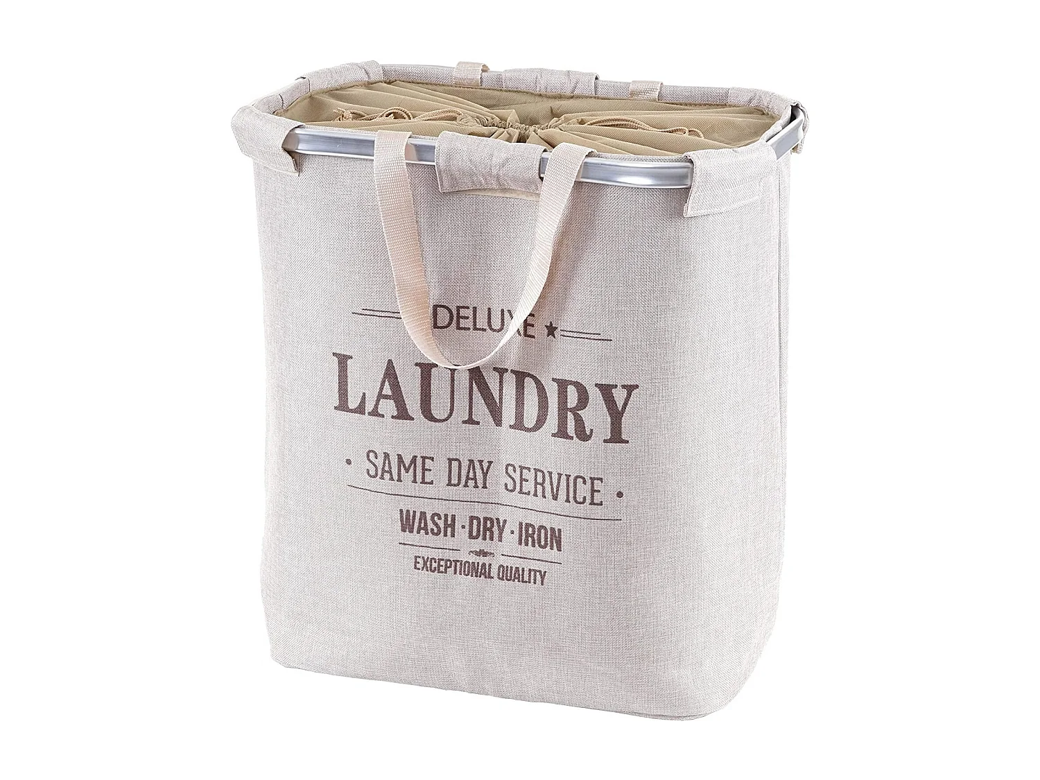 Panier / corbeille à tissu beige 52 x 32 x 54 cm DEC04133