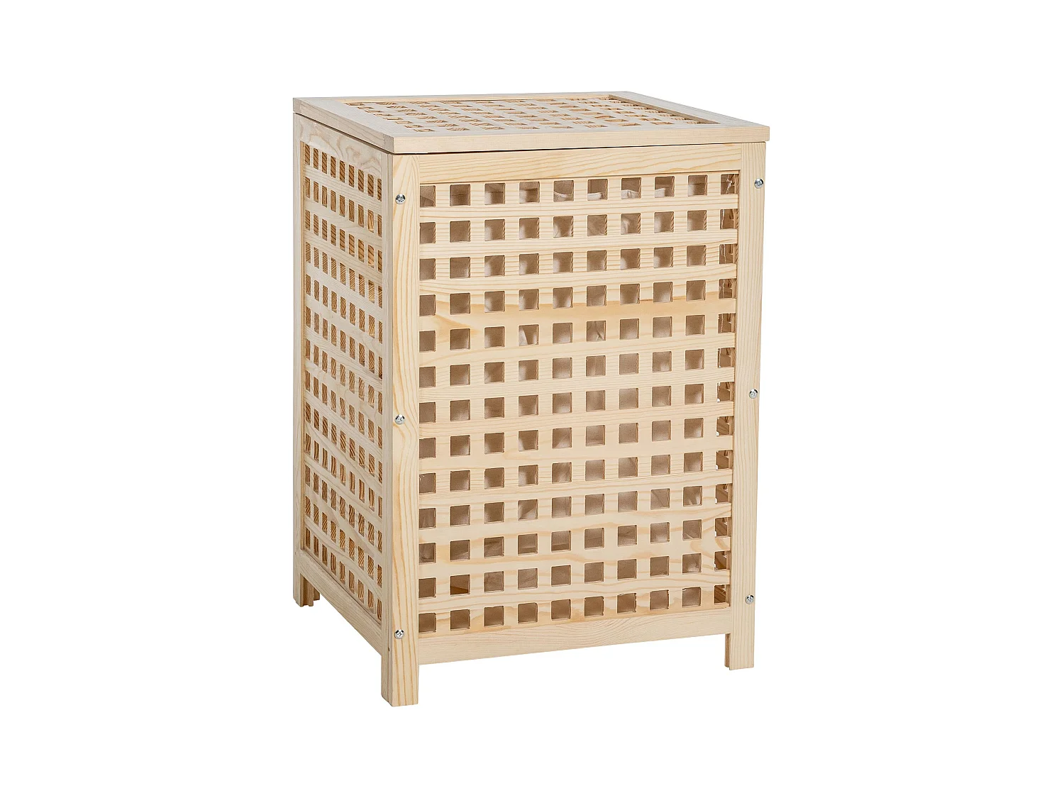 Panier à linge avec bois marron 46 x 46 x 67 cm 10_0003818