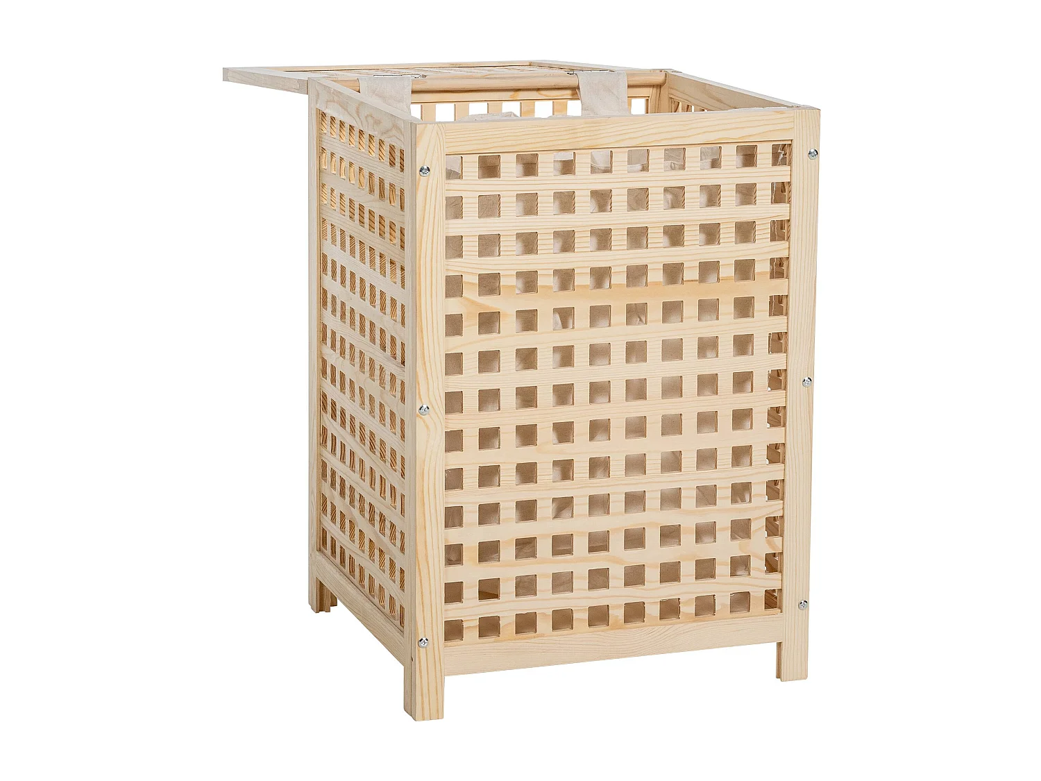 Panier à linge avec bois marron 46 x 46 x 67 cm 10_0003818