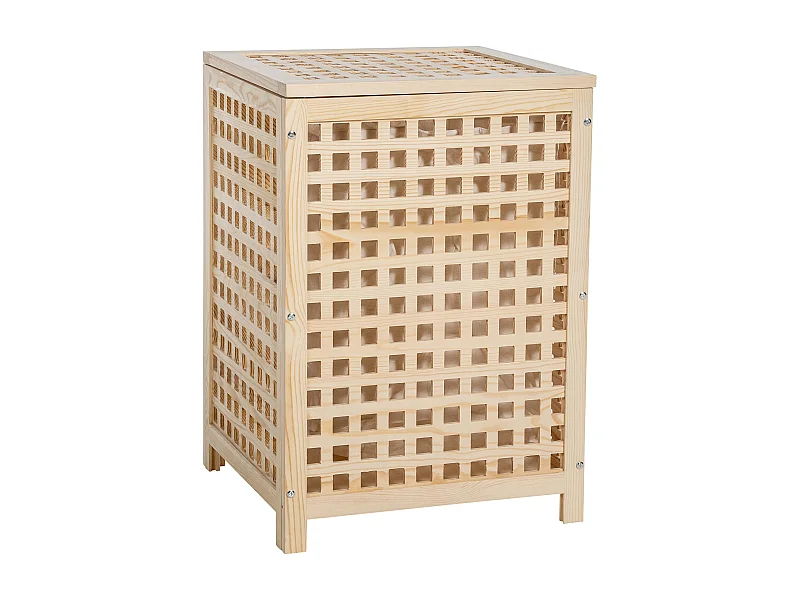 Panier à linge avec bois marron 46 x 46 x 67 cm 10_0003818