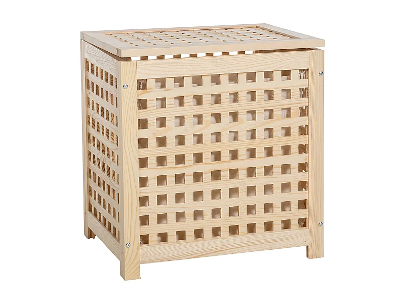 Panier à linge avec bois marron 52 x 39 x 55 cm 10_0003819