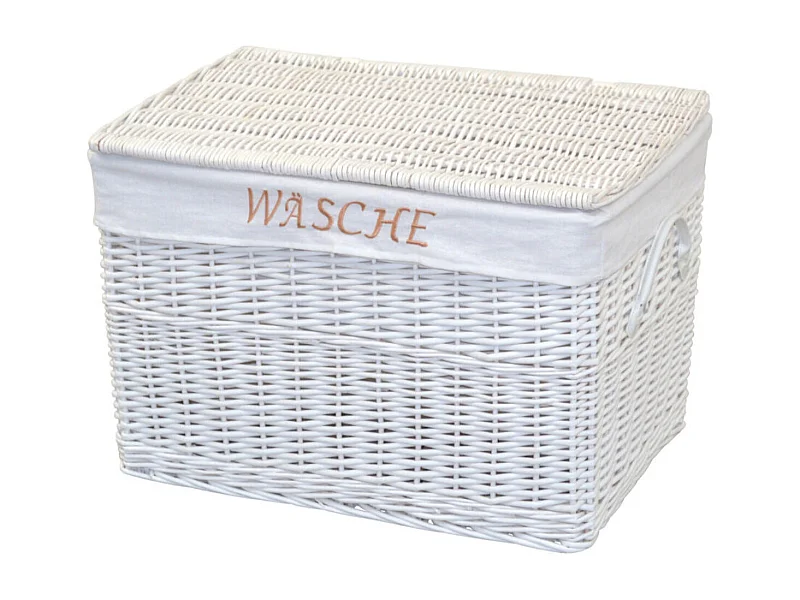 Panier à linge en tissu blanche 60 x 42 x 41 cm MED05174