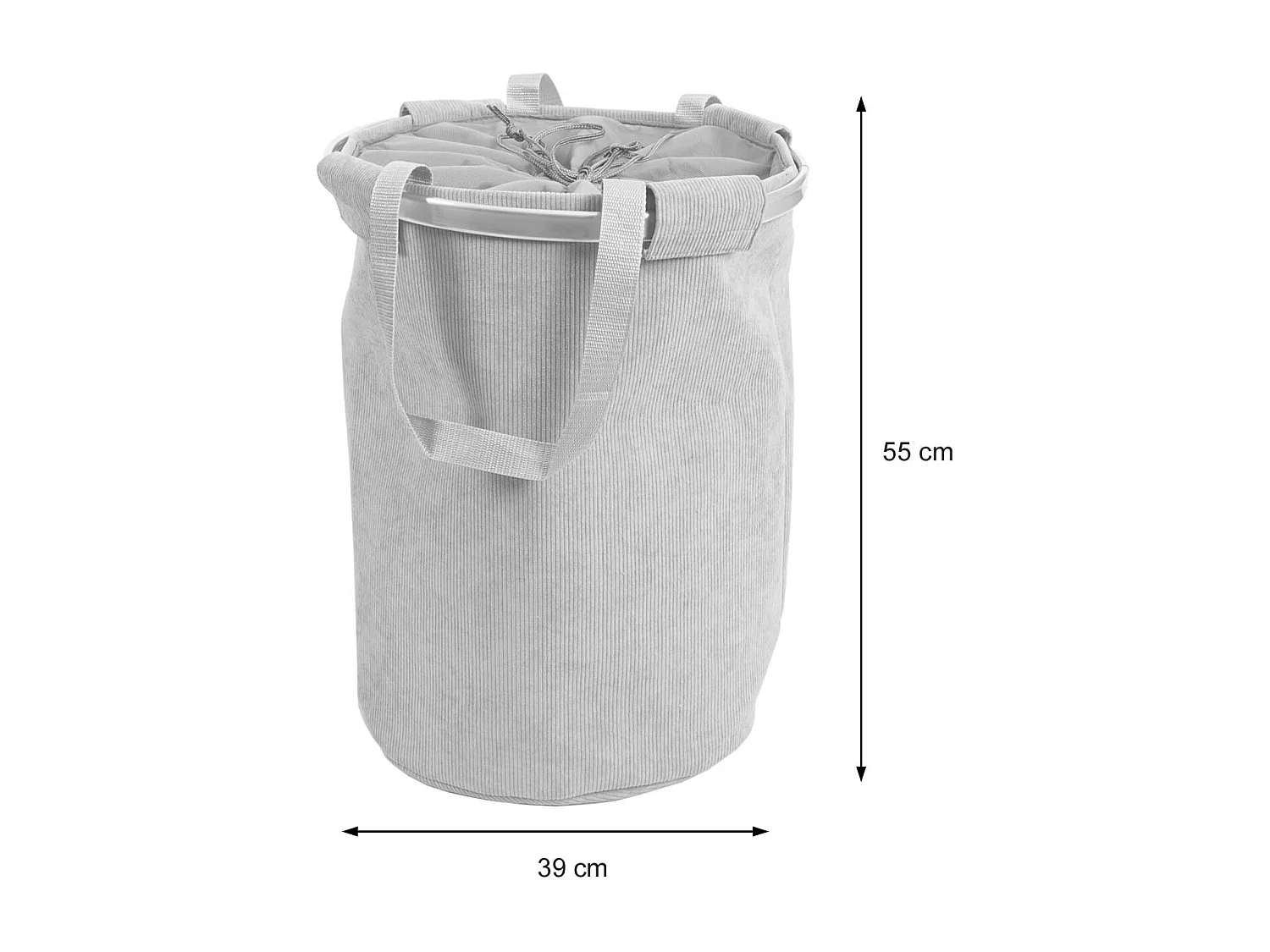 Panier à linge corbeille tissu grise 39 x 39 x 55 cm 04_0002509