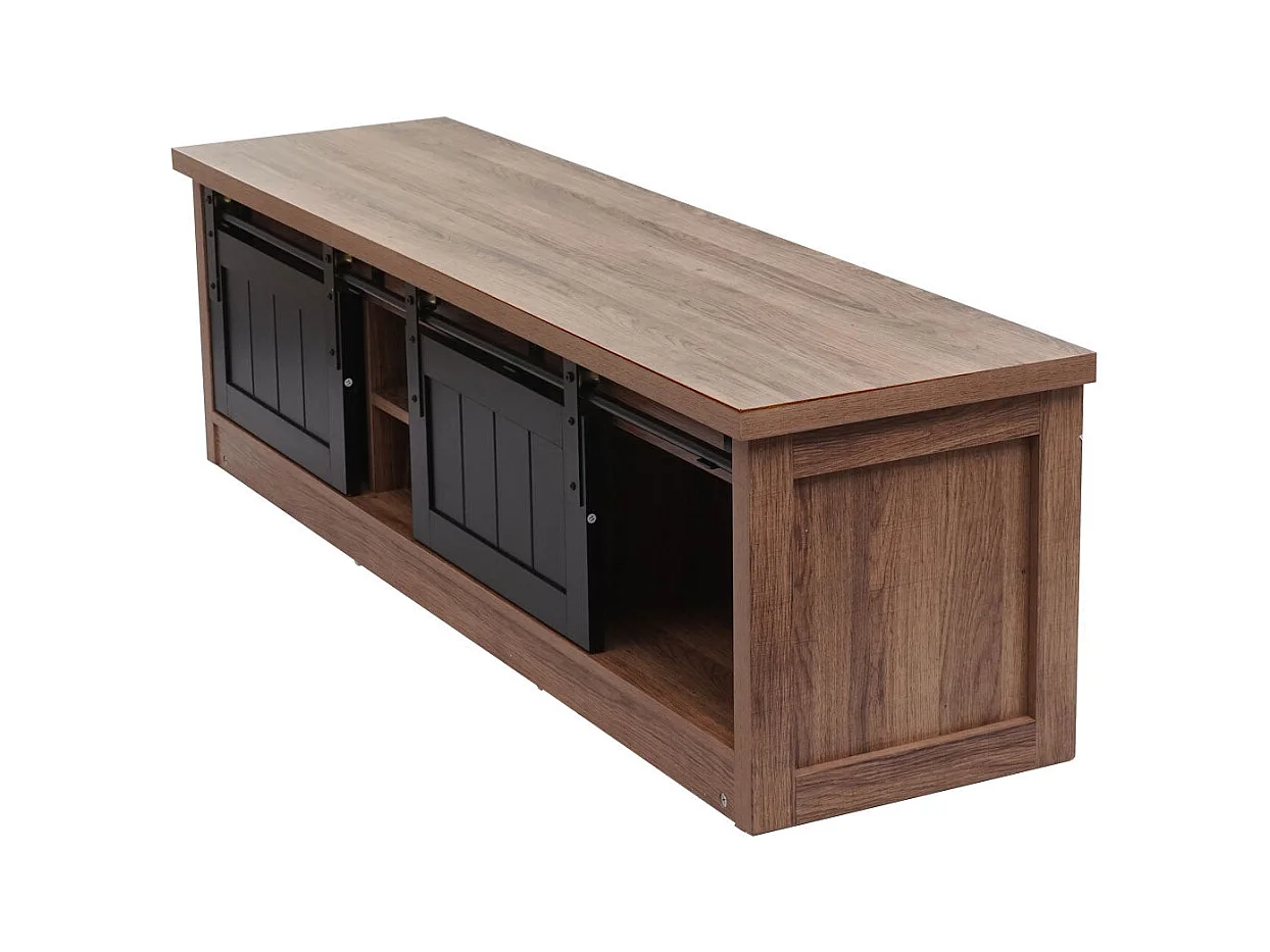 Meuble TV avec deux effet bois marron 150 x 40 x 43 cm 04_0007852