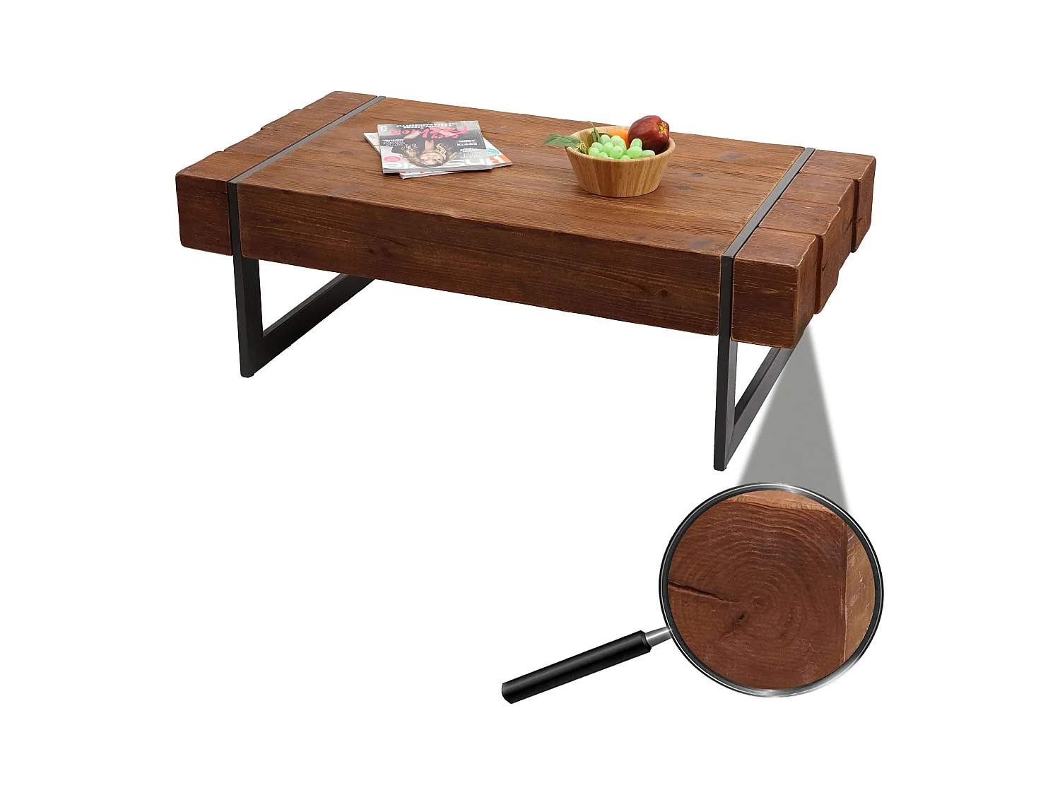 Table basse de salon bois marron 120 x 60 x 40 cm 04_0005448