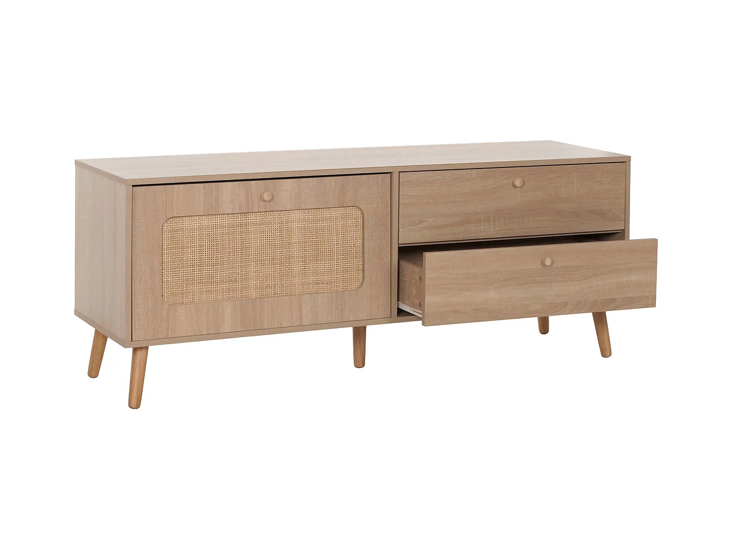 Meuble TV avec deux effet bois beige 140 x 41 x 56 cm 04_0007864