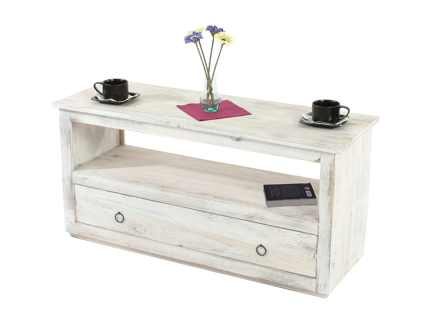 Meuble TV avec tiroir bois blanc 110 x 39 x 53.5 cm 04_0005045