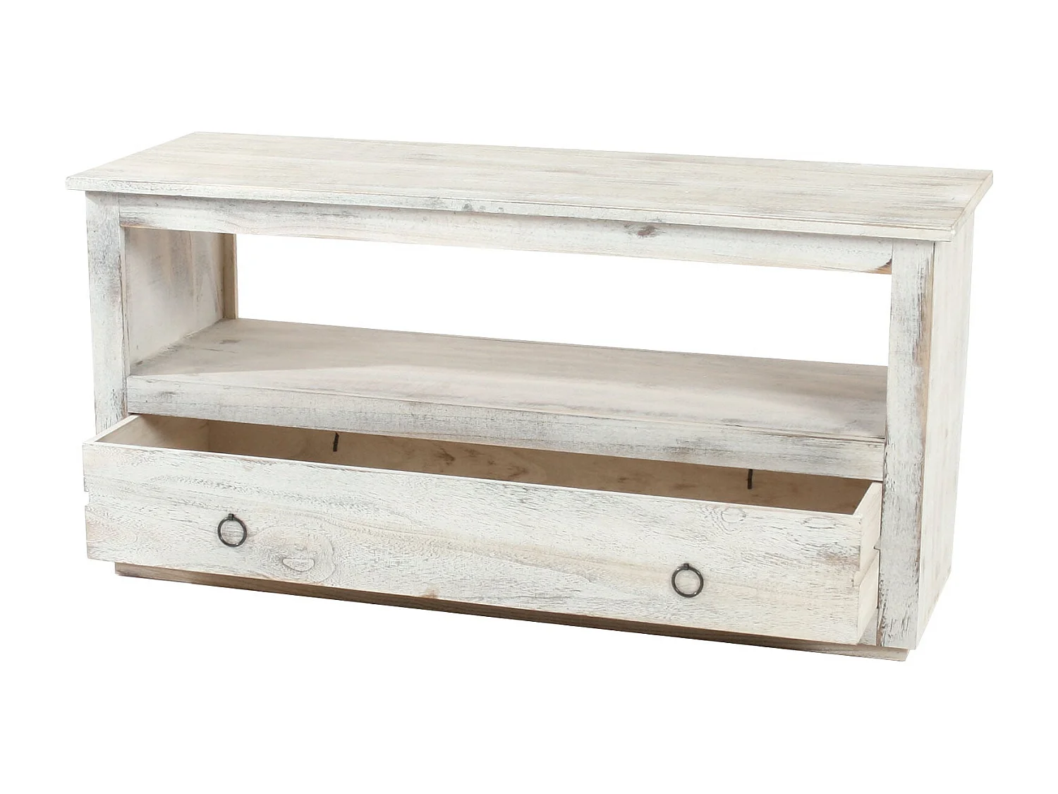 Meuble TV avec tiroir bois blanc 110 x 39 x 53.5 cm 04_0005045