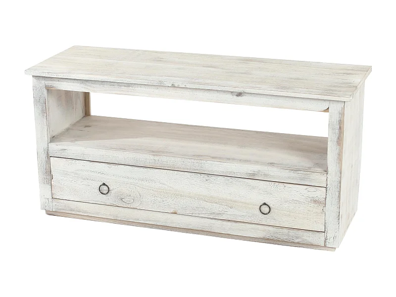 Meuble TV avec tiroir bois blanc 110 x 39 x 53.5 cm 04_0005045