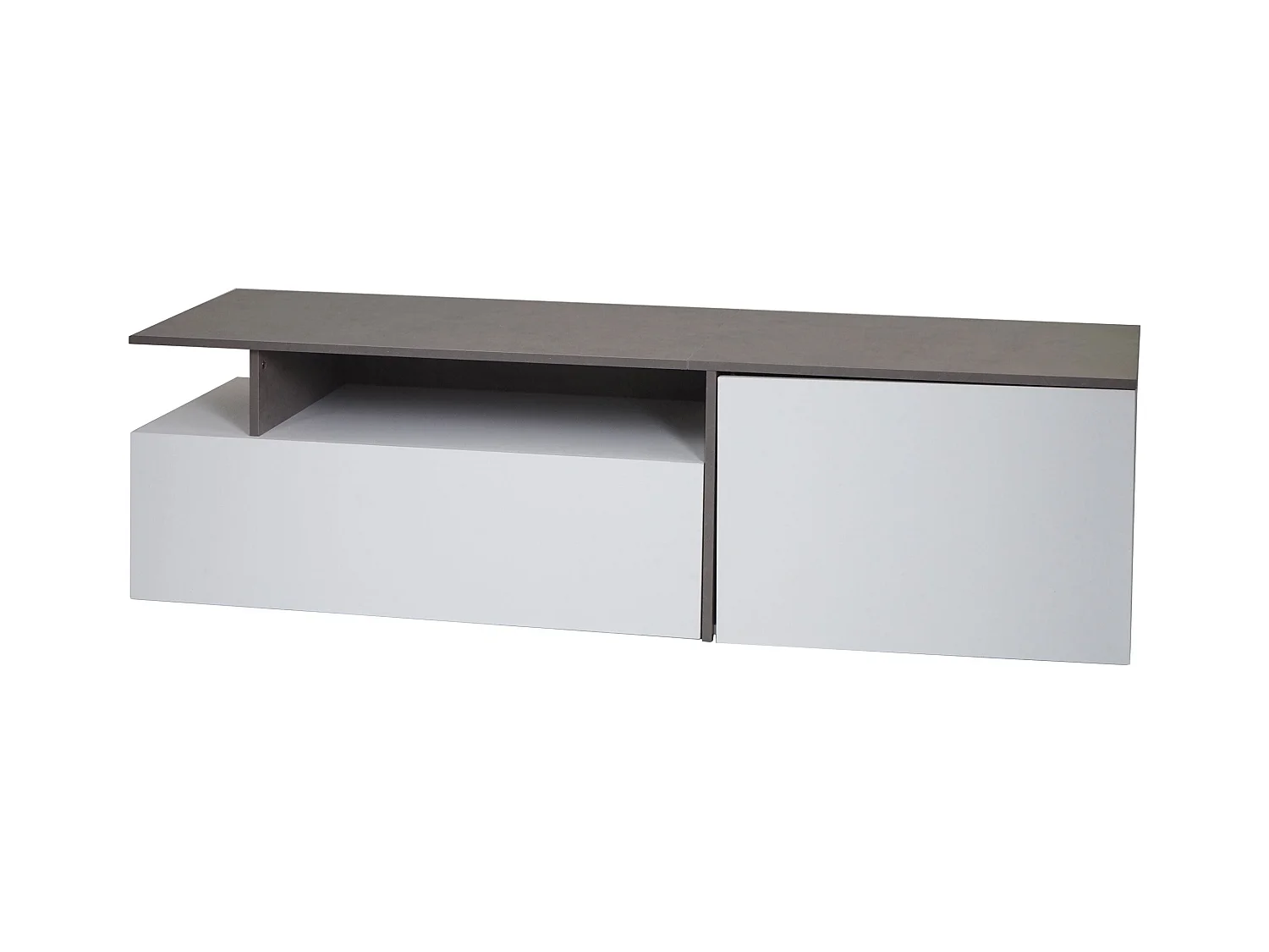 Meuble TV avec deux effet bois blanc 161 x 40 x 45 cm 04_0007855