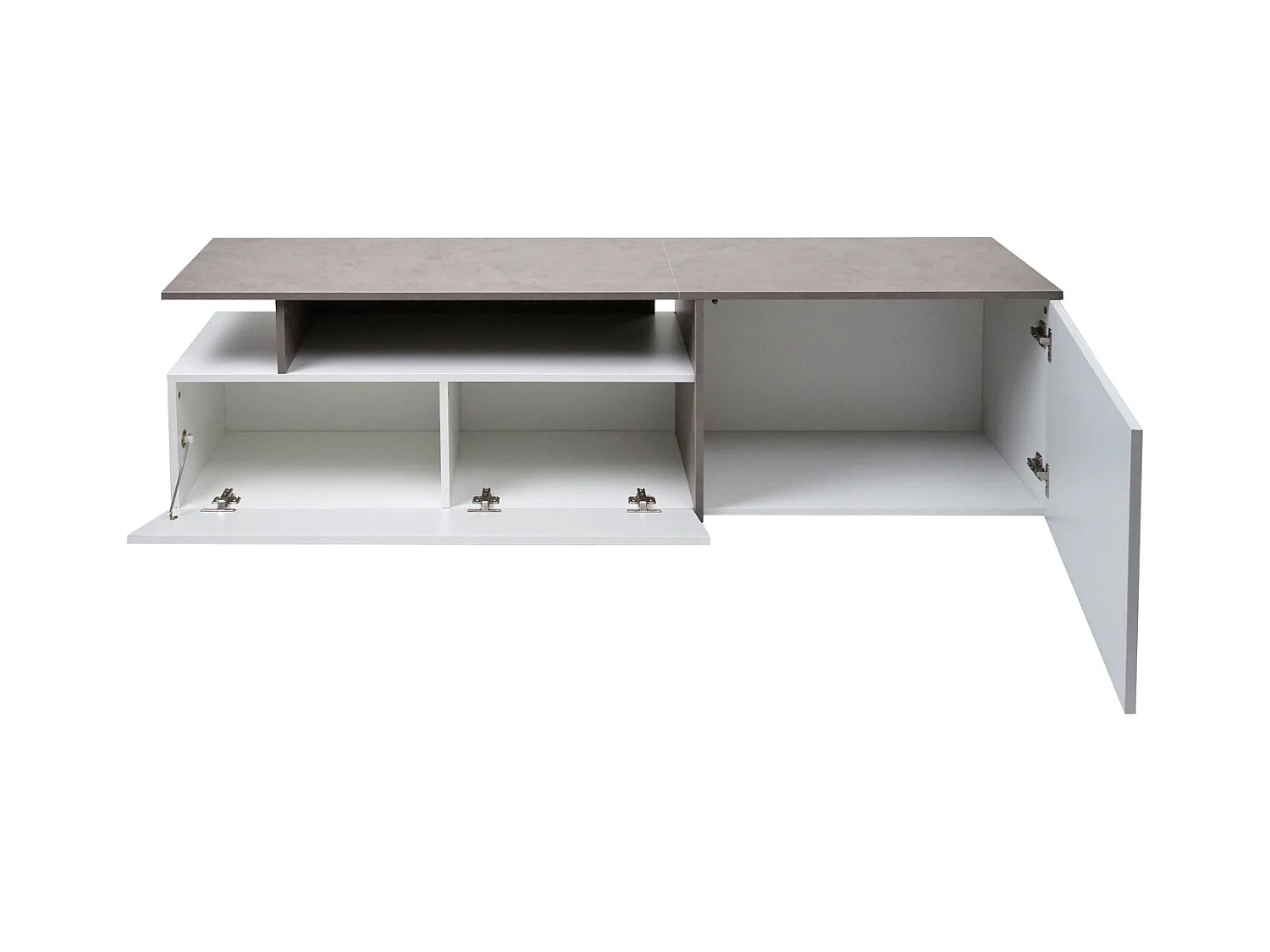 Meuble TV avec deux effet bois blanc 161 x 40 x 45 cm 04_0007855