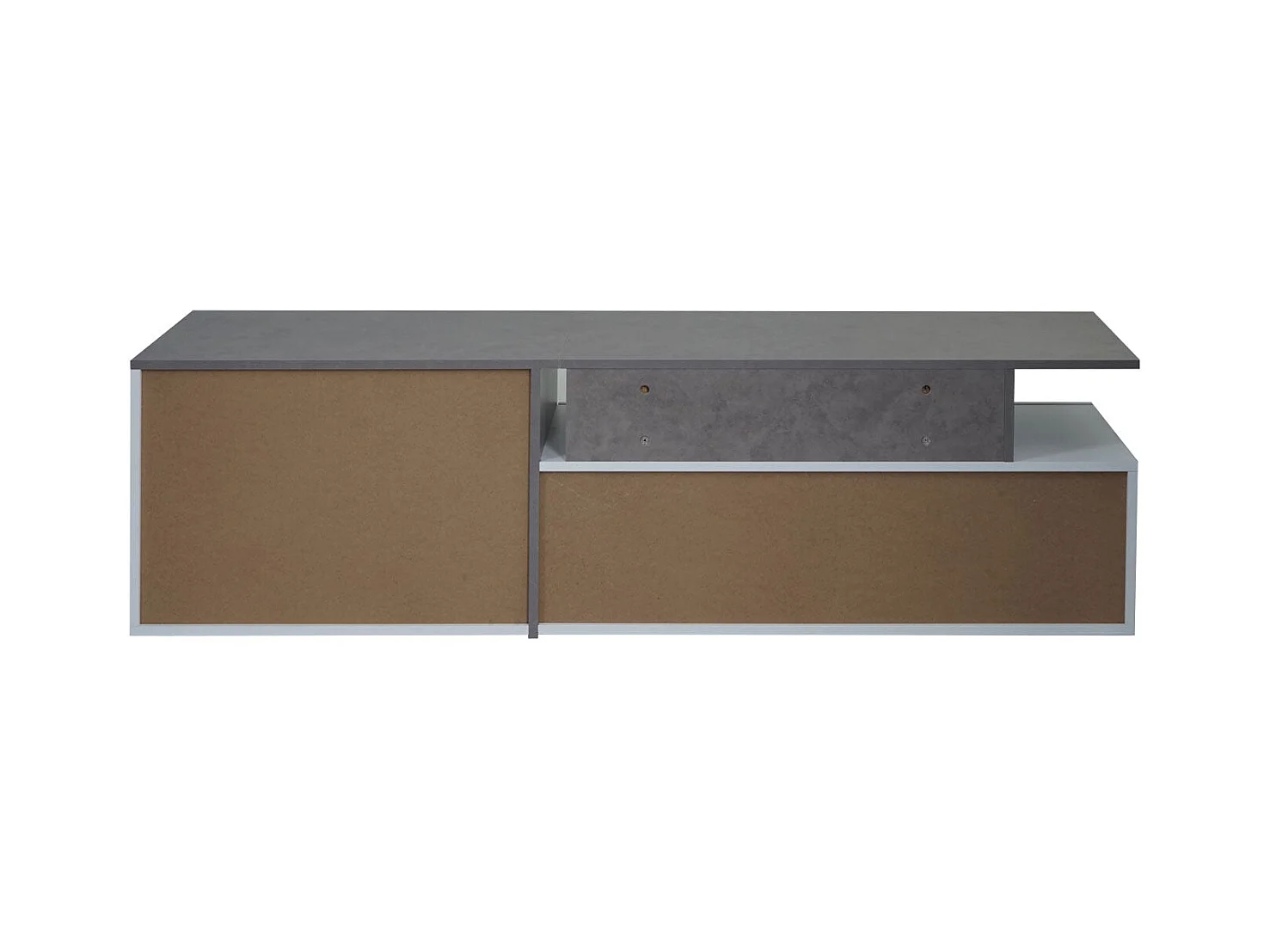 Meuble TV avec deux effet bois blanc 161 x 40 x 45 cm 04_0007855