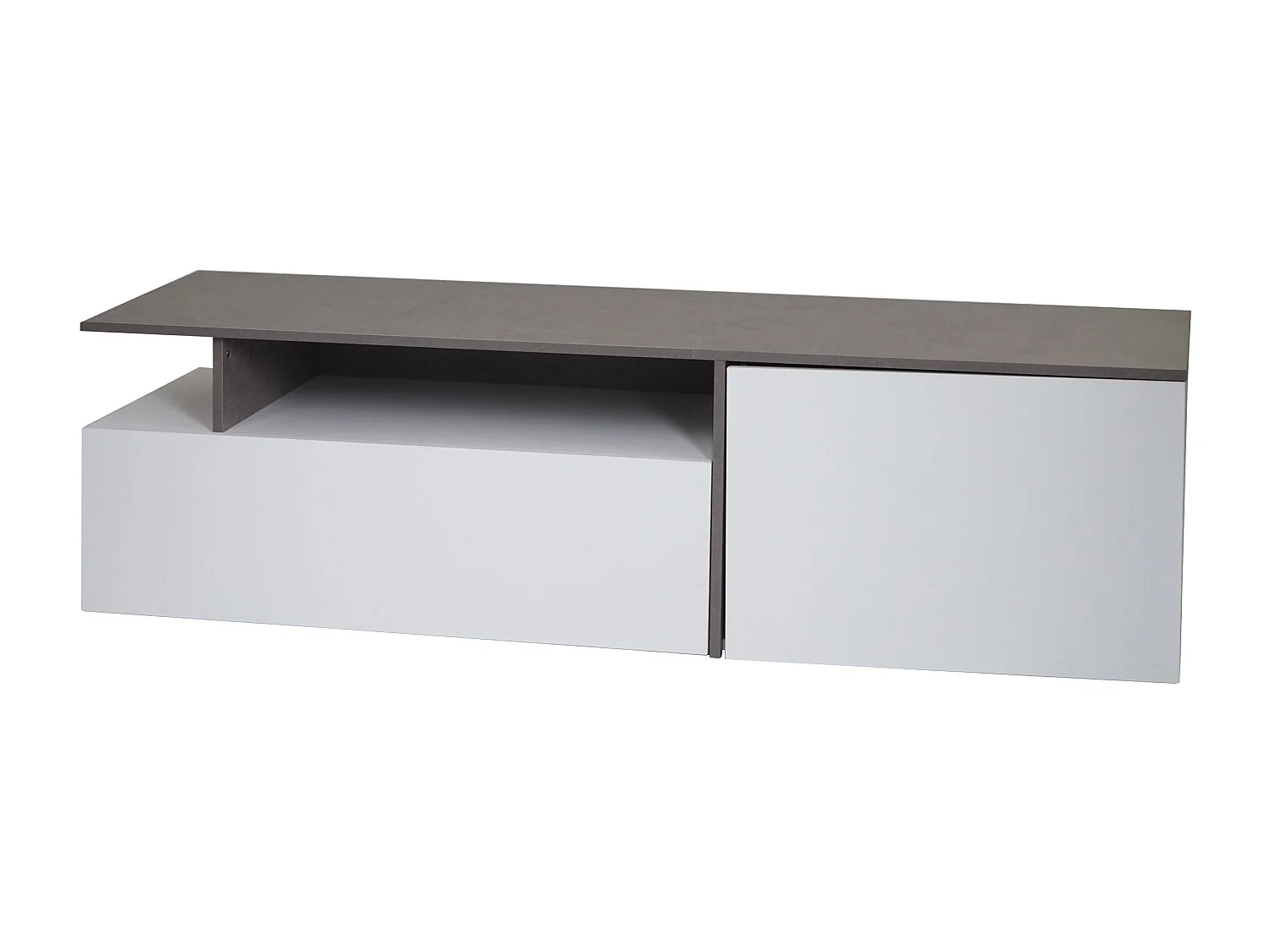 Meuble TV avec deux effet bois blanc 161 x 40 x 45 cm 04_0007855