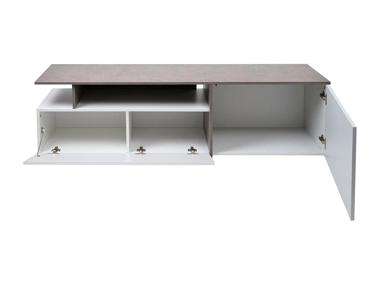 Meuble TV avec deux effet bois blanc 161 x 40 x 45 cm 04_0007855