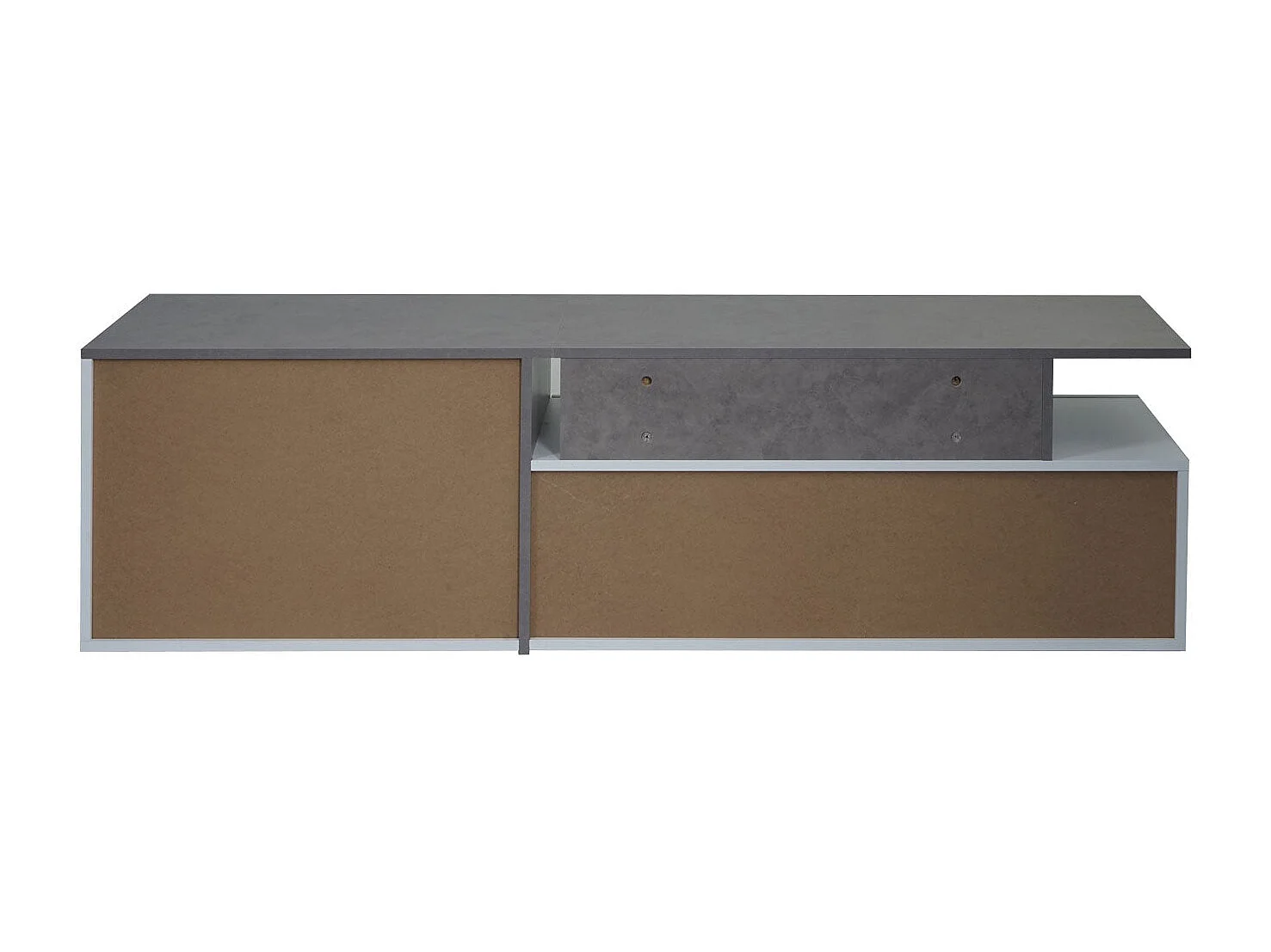 Meuble TV avec deux effet bois blanc 161 x 40 x 45 cm 04_0007855