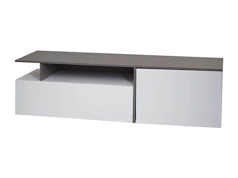 Meuble TV avec deux effet bois blanc 161 x 40 x 45 cm 04_0007855