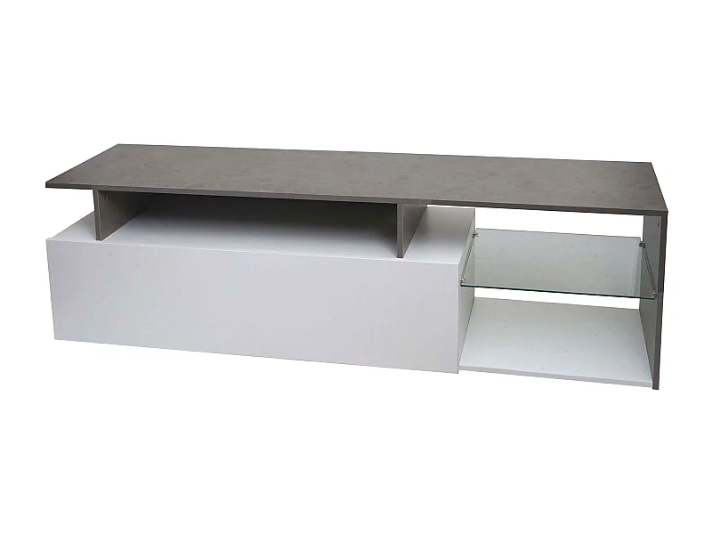 Meuble tv avec deux effet bois blanc 170 x 40 x 47 cm 04_0007856