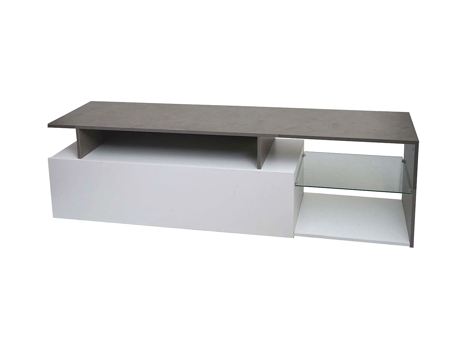 Meuble tv avec deux effet bois blanc 170 x 40 x 47 cm 04_0007856