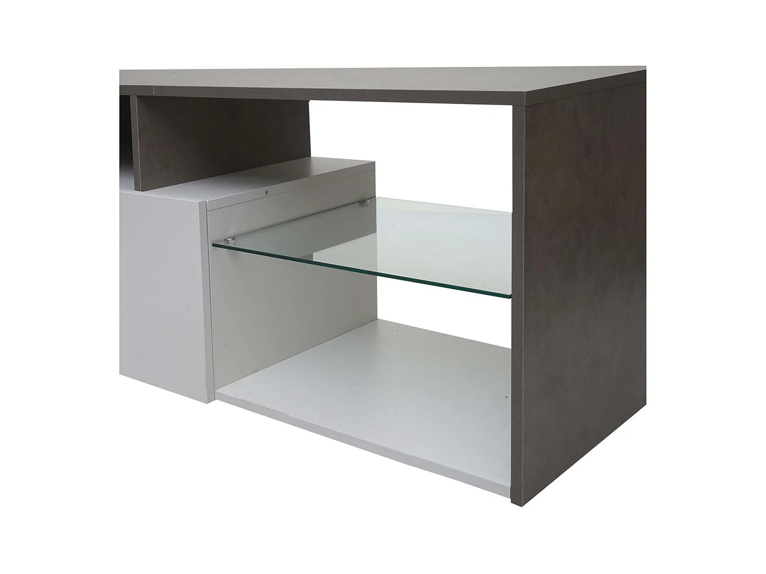 Meuble tv avec deux effet bois blanc 170 x 40 x 47 cm 04_0007856