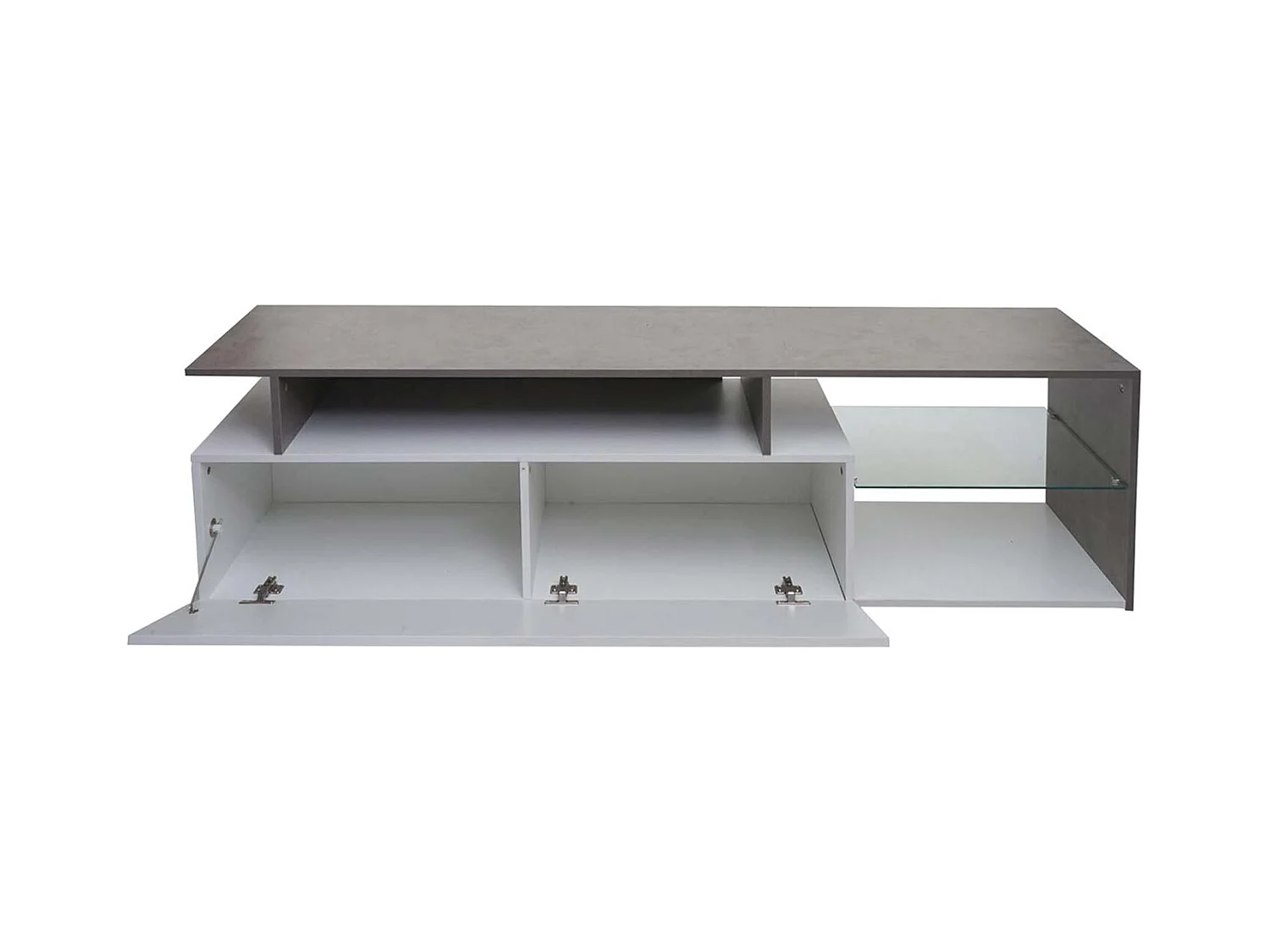 Meuble tv avec deux effet bois blanc 170 x 40 x 47 cm 04_0007856