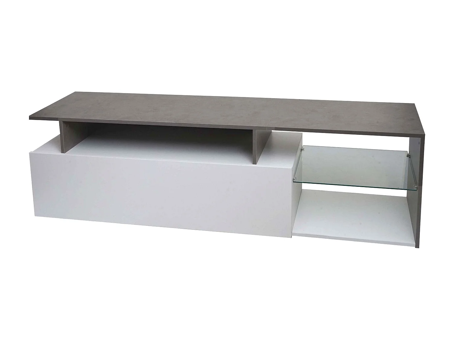 Meuble tv avec deux effet bois blanc 170 x 40 x 47 cm 04_0007856