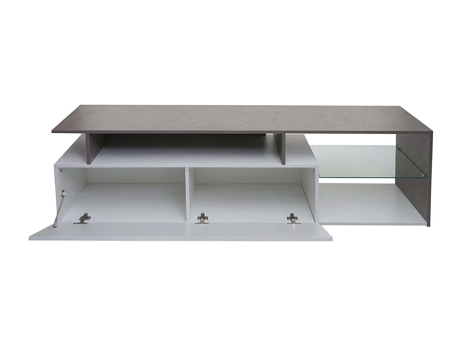 Meuble tv avec deux effet bois blanc 170 x 40 x 47 cm 04_0007856