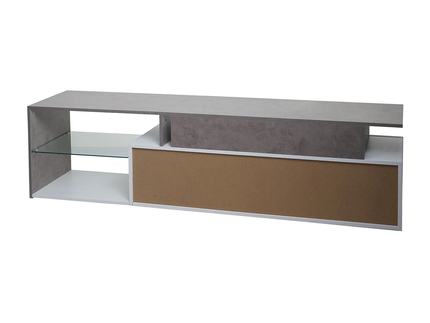 Meuble tv avec deux effet bois blanc 170 x 40 x 47 cm 04_0007856