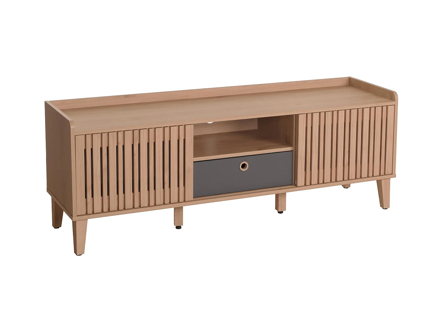 Meuble TV porte coulissante bois marron 150 x 40 x 56 cm 04_0007869