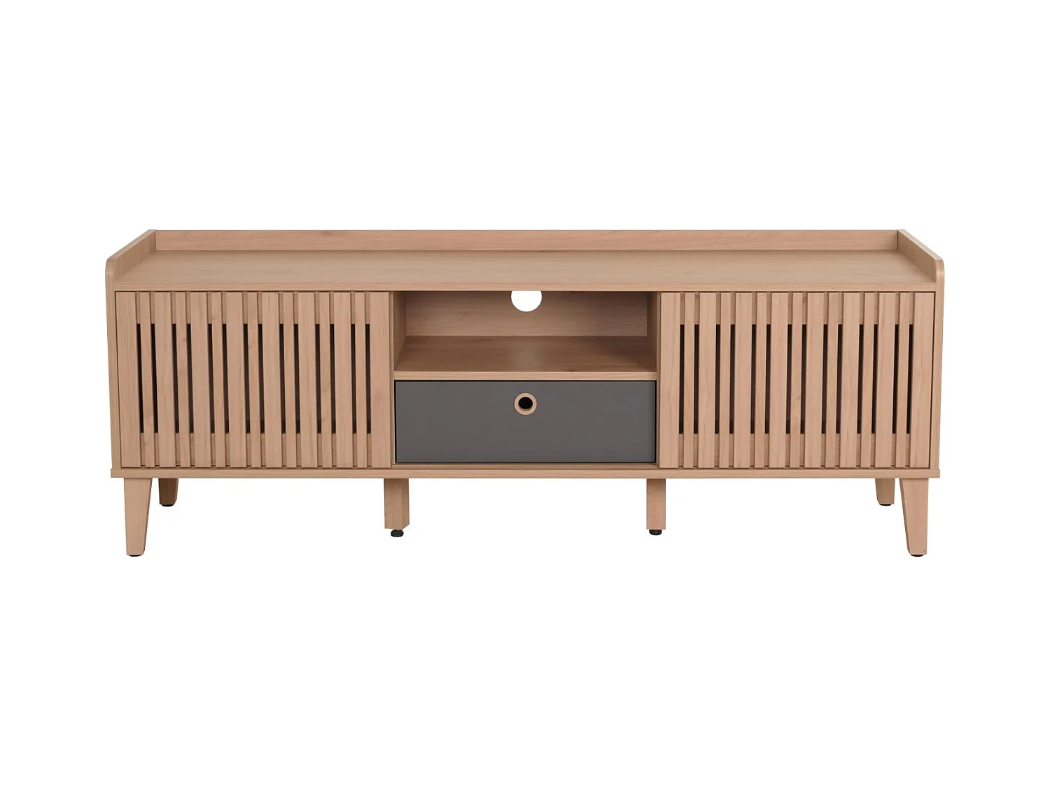 Meuble TV porte coulissante bois marron 150 x 40 x 56 cm 04_0007869