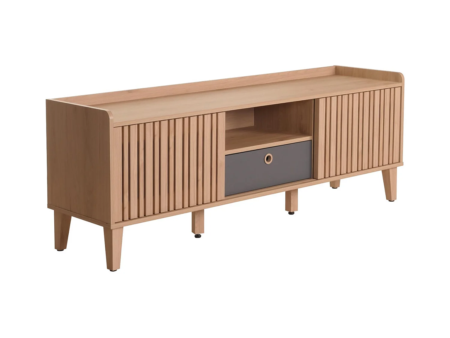 Meuble TV porte coulissante bois marron 150 x 40 x 56 cm 04_0007869