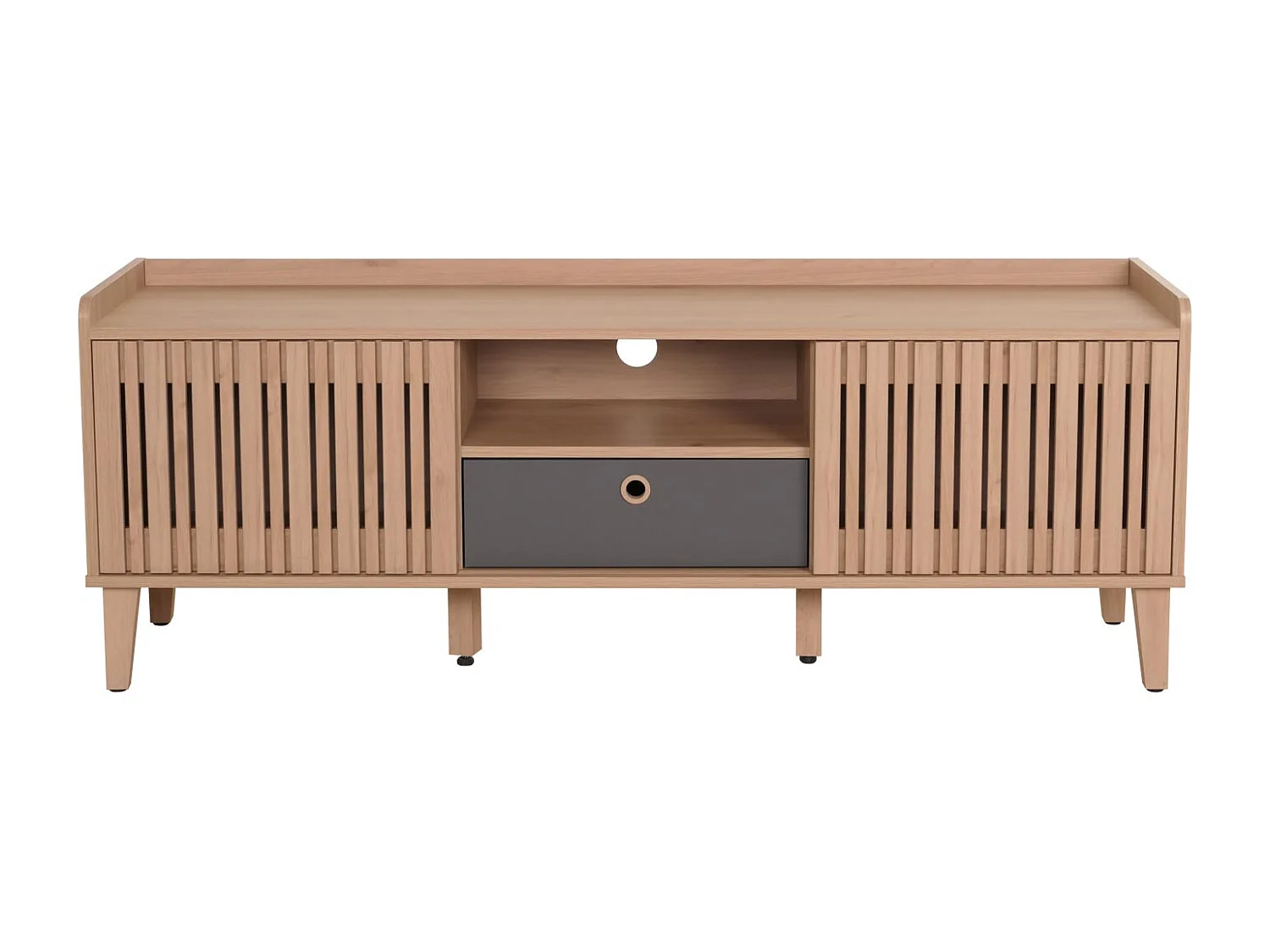 Meuble TV porte coulissante bois marron 150 x 40 x 56 cm 04_0007869