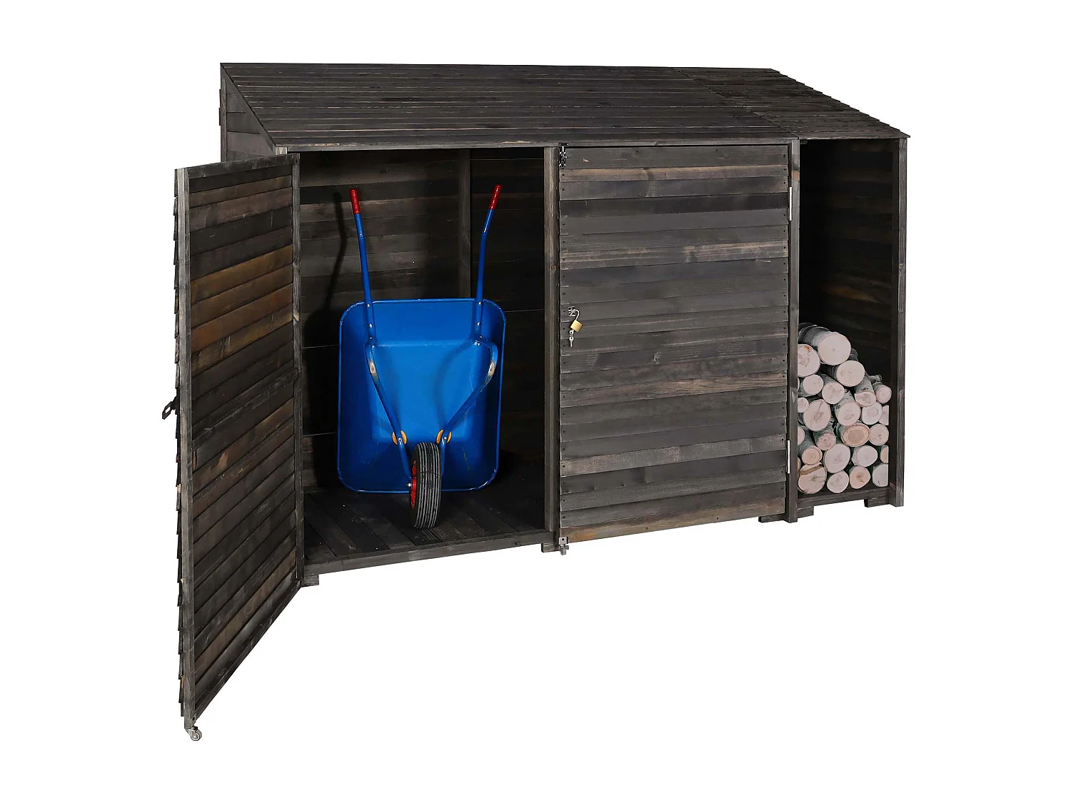 Abri de jardin armoire bois marron 250 x 93 x 180 cm 04_0005741