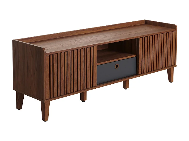 Meuble TV porte coulissante bois marron 150 x 40 x 56 cm 04_0007868
