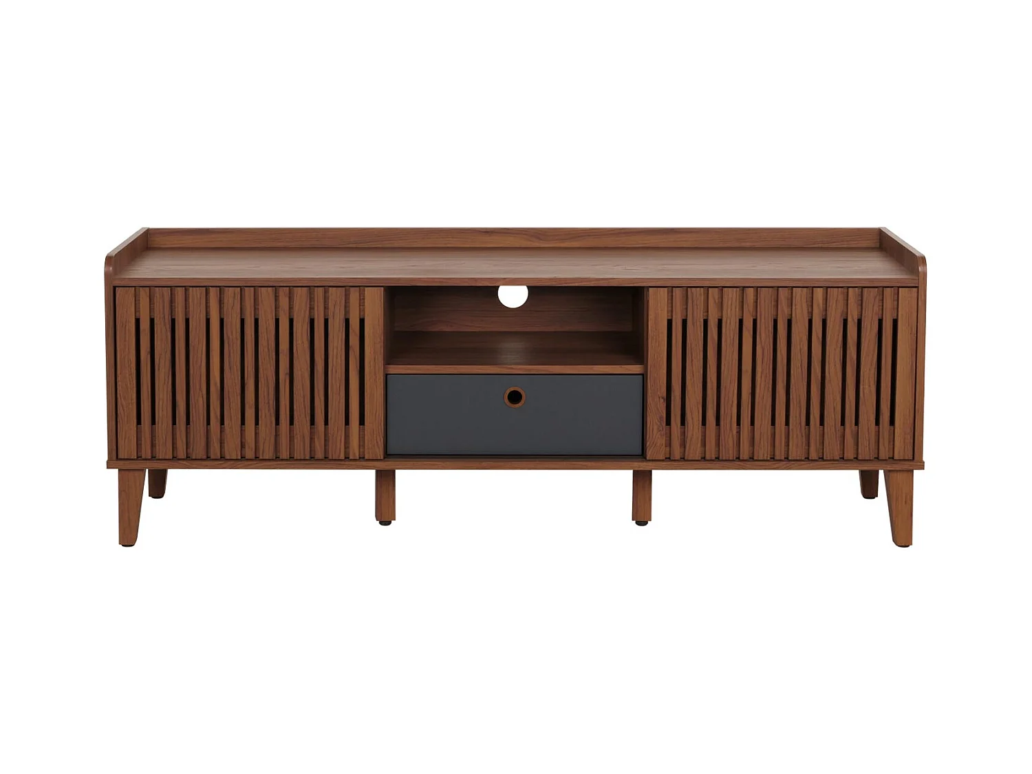 Meuble TV porte coulissante bois marron 150 x 40 x 56 cm 04_0007868