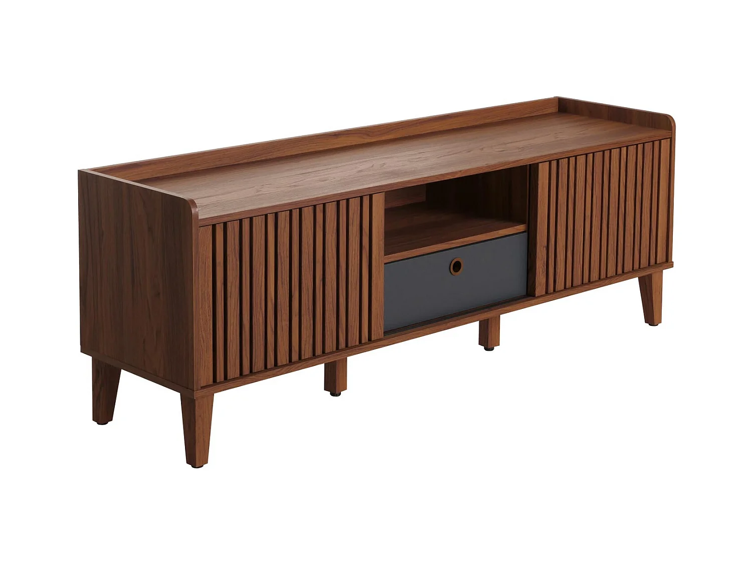 Meuble TV porte coulissante bois marron 150 x 40 x 56 cm 04_0007868