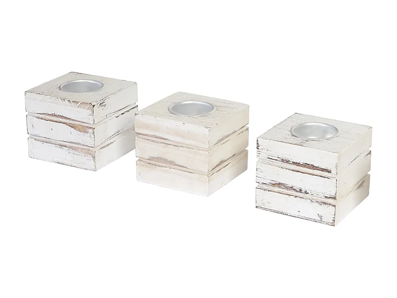 Lot de 3 photophores bois blanche 8 x 8 x 7 cm 04_0003003