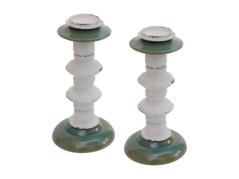 Lot de 2 bougeoirs métal argentée 32 x 20 x 36 cm 04_0007291