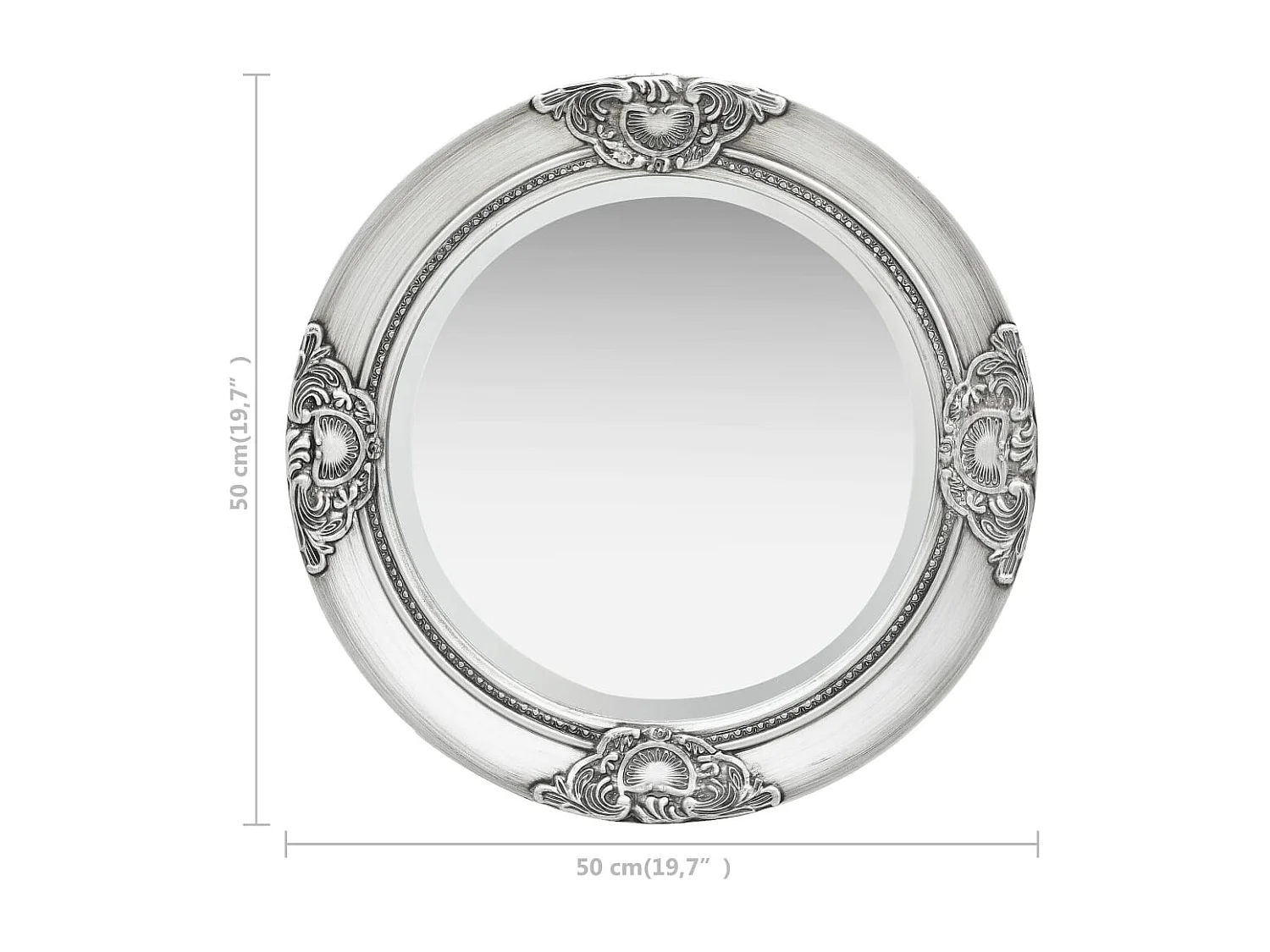Miroir mural rond style argenté 50 x 0 x 50 cm DEC022888
