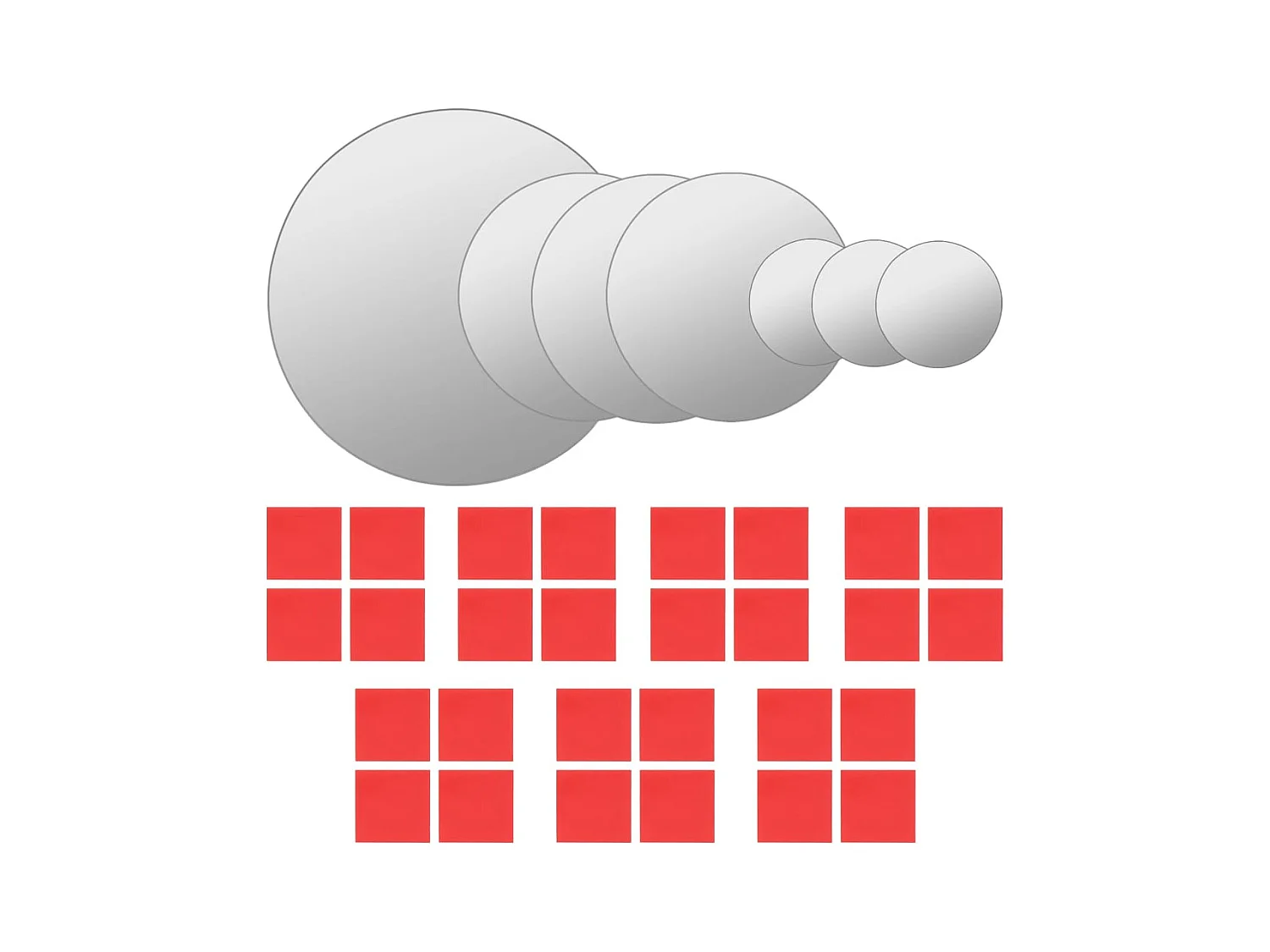 Set de 7 miroirs verre 21 x 21 x 21 cm DEC022690