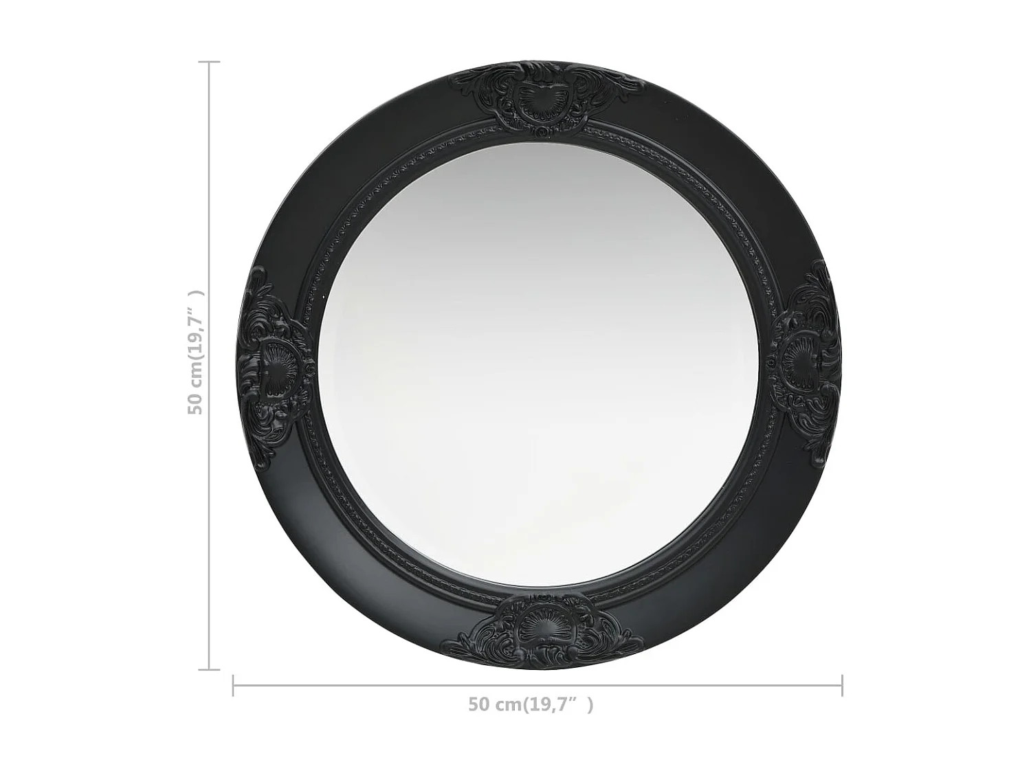 Miroir mural rond style noire 50 x 50 x 50 cm DEC022889