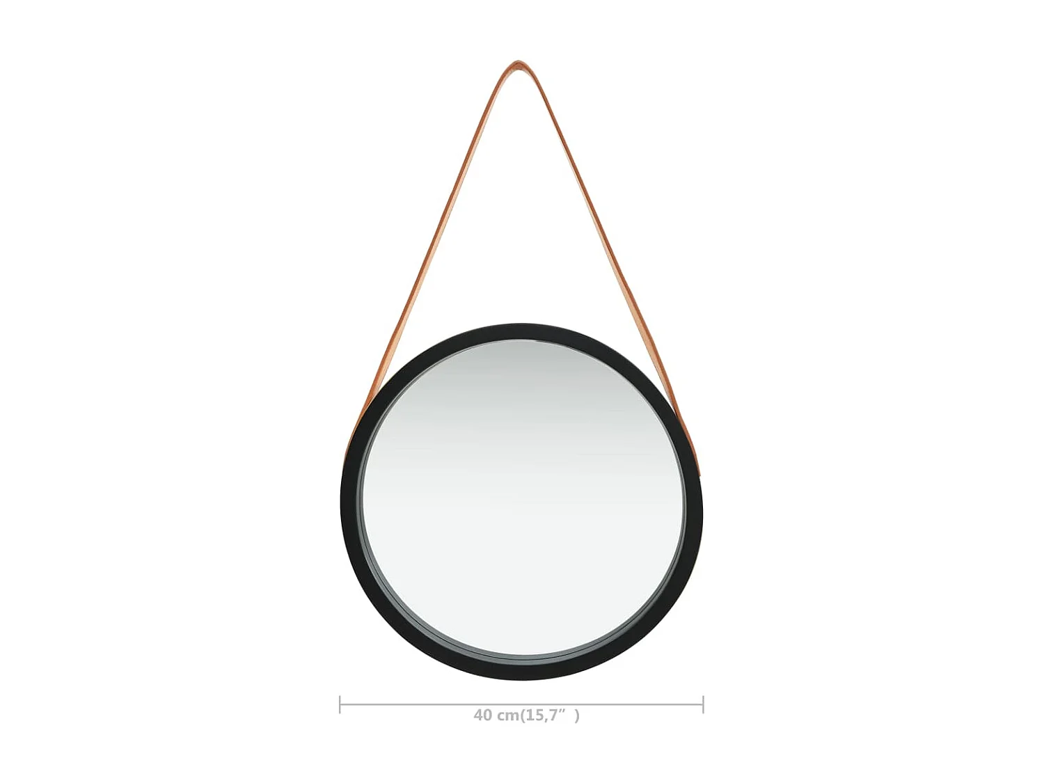 Miroir mural avec sangle bois marron 40 x 3 x 40 cm DEC022905