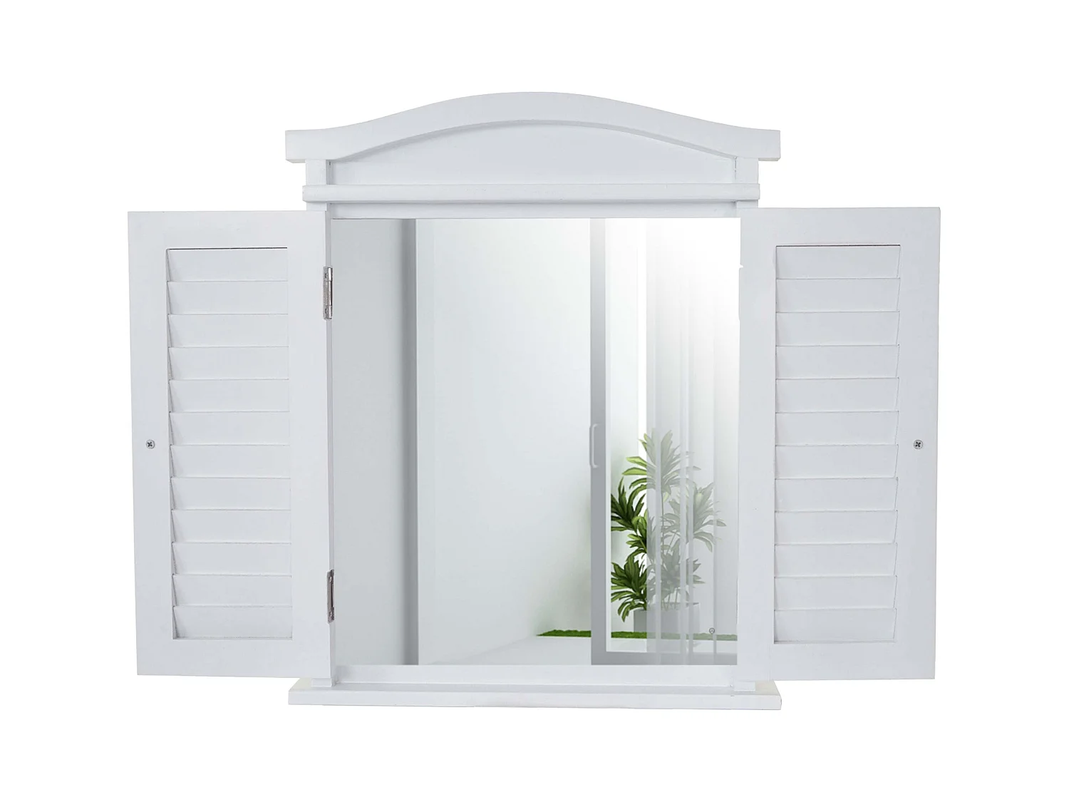 Miroir mural design fenêtre effet bois blanche 42 x 5 x 53 cm 04_0003704