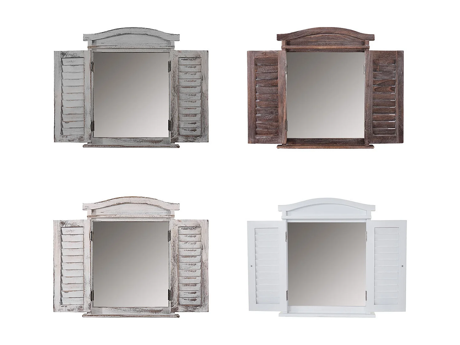 Miroir mural design fenêtre effet bois blanche 42 x 5 x 53 cm 04_0003704