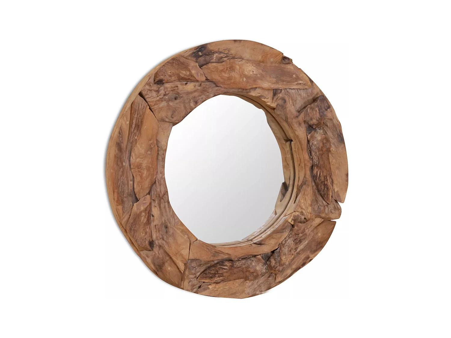 Miroir décoratif rond Teck 60 x 60 x 60 cm DEC022669